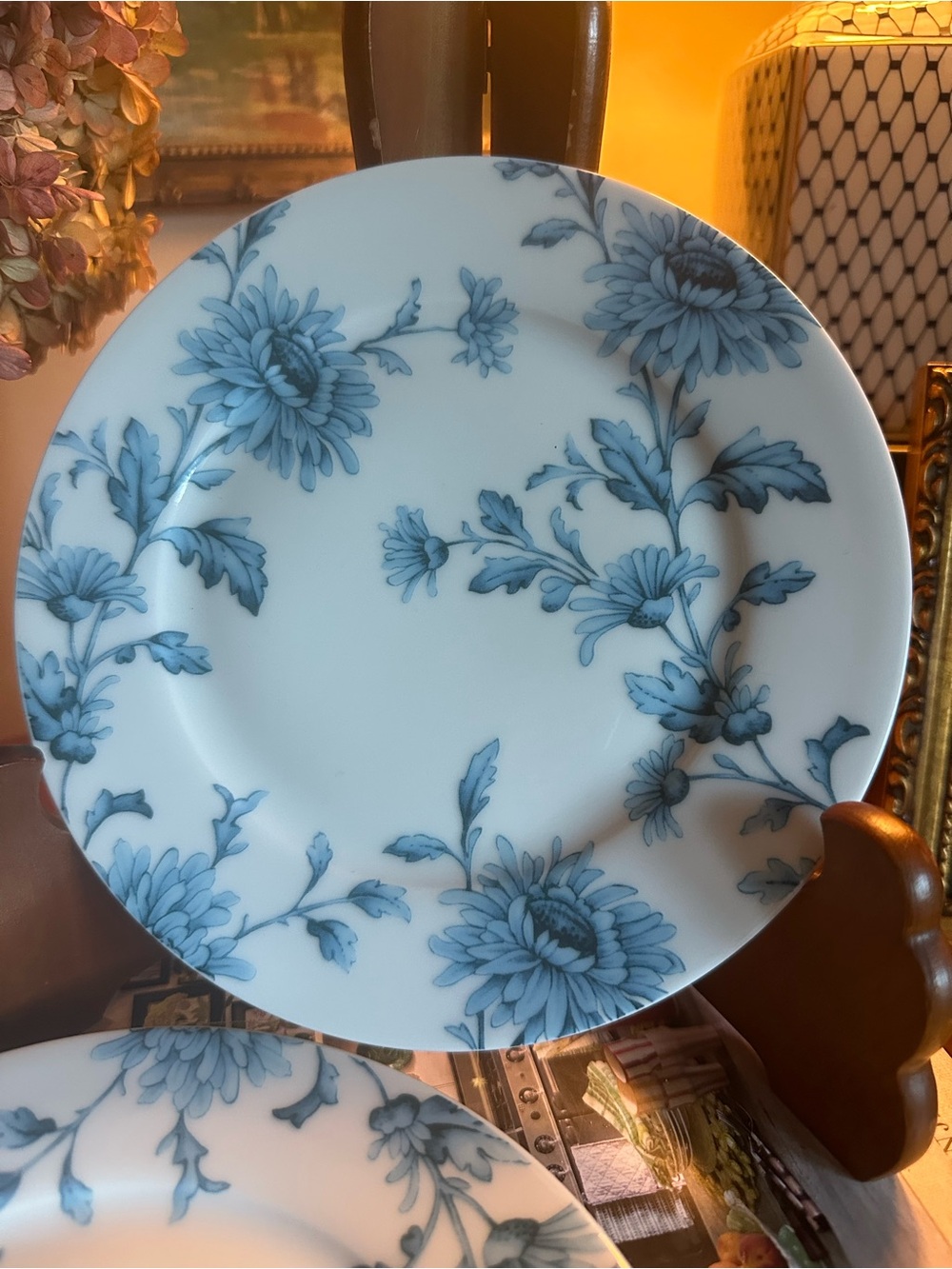 Vintage Spode Blue Floral Porcelain Salad Plate. Set of 3